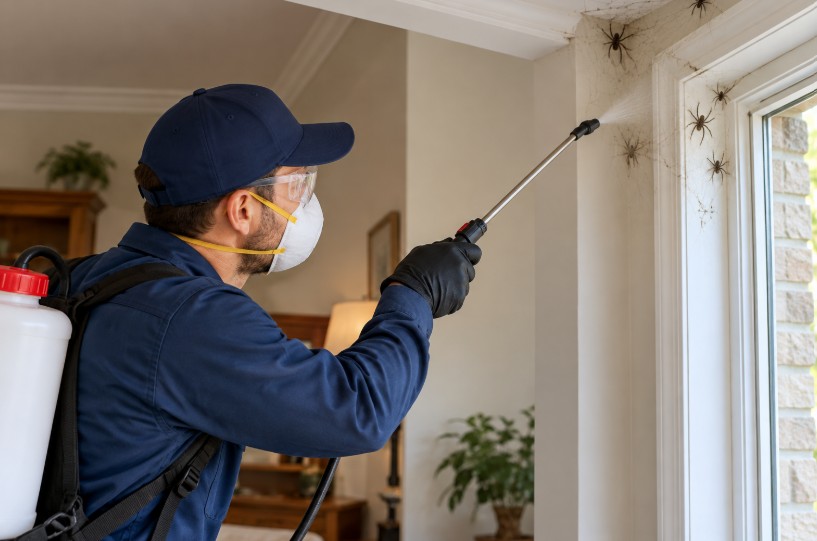 Greensboro insect pros treating spider inside home